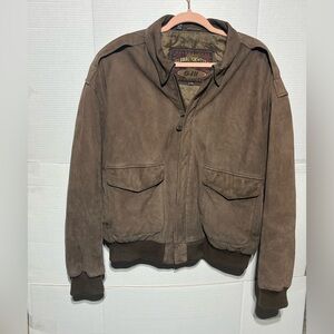 VINTAGE GLOBAL IDENTITY G-lll LEATHER BOMBER JACKET MEN XL BROWN ICONIC CLASSIC